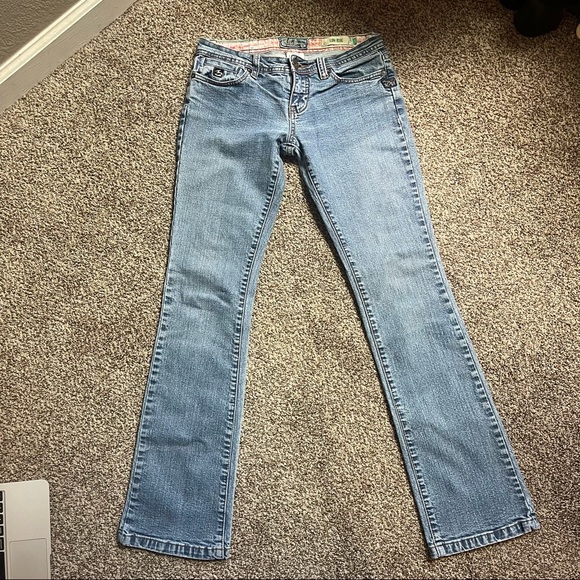 Billabong Y2K Light Wash Slim Straight Leg Low Rise Jeans Women's Size 1 - Picture 1 of 5